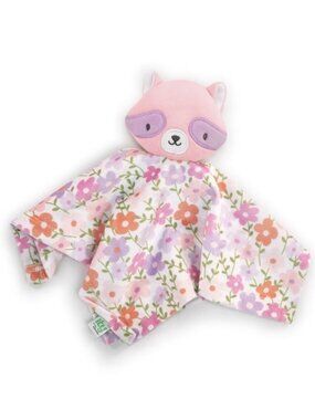 New Deni Girl Raccoon Security Blanket Cozy Lovey ITY By Ingenuity Pink Flowers